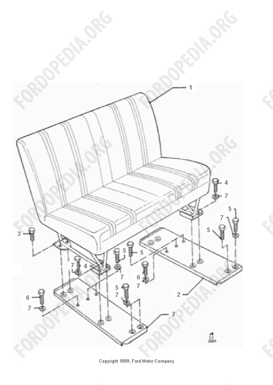 Ford Transit MkIII (1985-1991) - Triple Seat Less H/Rest 1st Row Rev