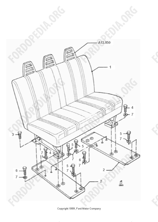 Ford Transit MkIII (1985-1991) - Trpl.Wide Seat(+)H.Rest-1st Row Rev