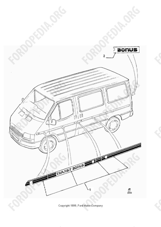 Ford Transit MkIII (1985-1991) - Stripe Decals - 'Bonus'  1990