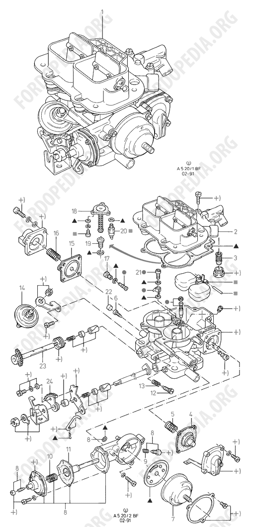 Koeln V6 engines 2.0/2.3/2.8 (1982-1989) - Carburettor (TV20; WEBER)