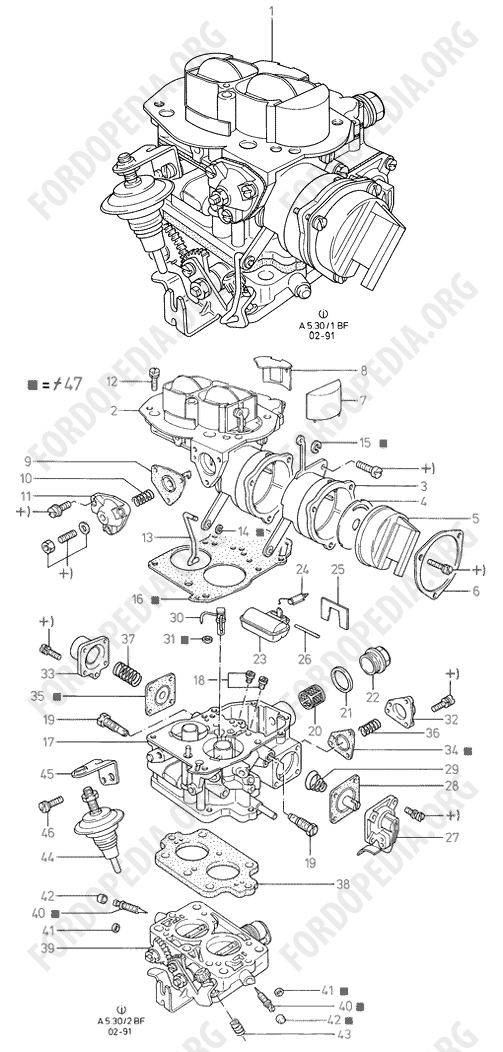Koeln V6 engines 2.0/2.3/2.8 (1982-1989) - Carburettor (TV23; SOLEX)