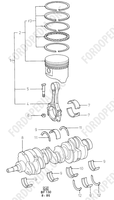 Koeln V6 engines 2.4/2.9 - Crankshaft/Pistons And Bearings