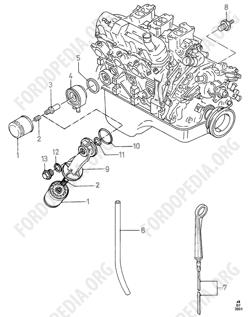 Koeln V6 engines 2.4/2.9 - Oil Cooler And Filter/Oil Level Indicator