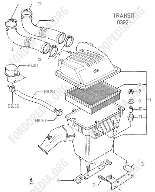 Koeln V6 engines 2.4/2.9 - Air Cleaner (TRANSIT 92)