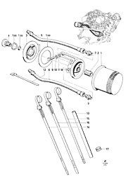 Oil filter, oil level indicator