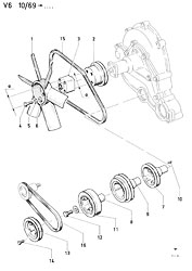 Pulleys, fan - V6