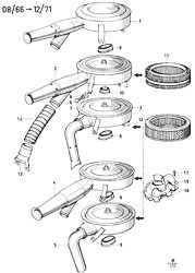 Air cleaners with summer/winter position for carburetors types 1 and 2 (17M/20M)