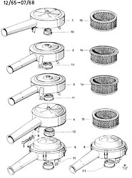 Air cleaners for carburetors types 1 and 2 (Transit)