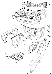 Dash Panel, Front Fenders, prons