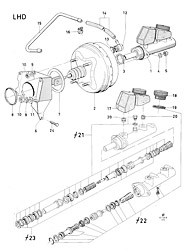 Master cylinder, brake vacuum booster (LHD)