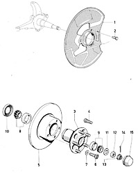 Wheel hubs, front brake discs