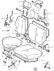 Rear Seat 2-Piece Back Less A/Rest (LIFTBACK 3D/5D)