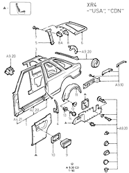 Quarter Panels And Related Parts (XR4I, except CDN/USA)