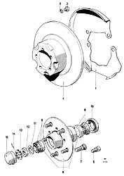 Wheel hubs, front brake discs