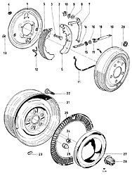 Brakes, rear wheels