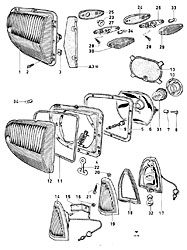 Headlamps, front turn indicator lamps