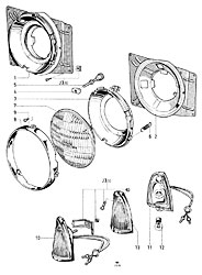 Headlamps, front turn indicator lamps - sealed beam