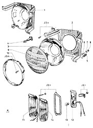 Headlamps, front turn indicator and position lamps - sealed beam