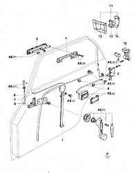 Rear door lock and window controls